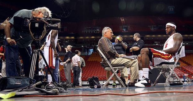 LeBron James does an interview in the Nike LeBron Ambassador V
